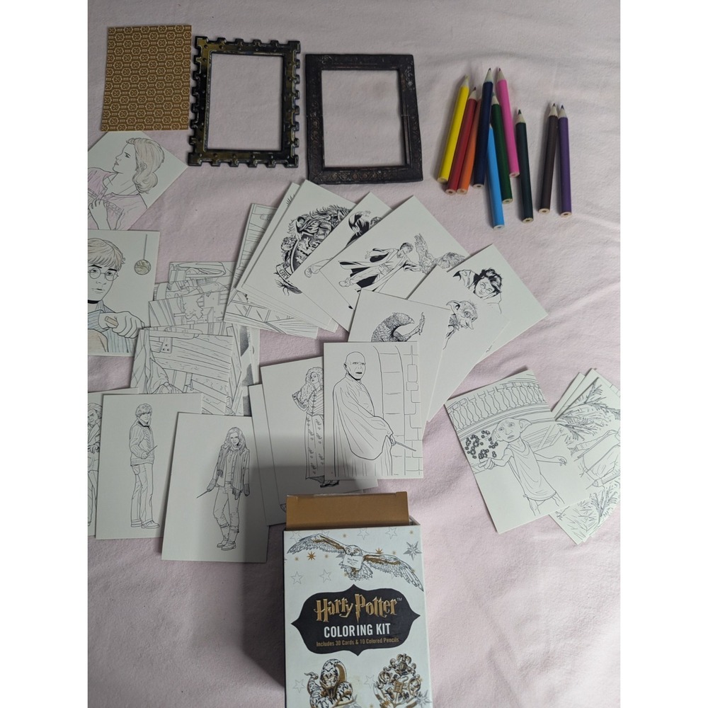 Harry Potter Coloring Kit 30 cards to color 10 colored pencils‎ 2 magnet frames